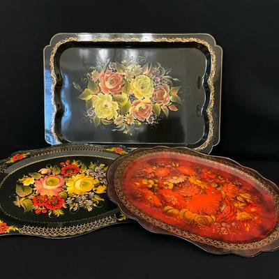 Hand-Painted Metal Trays