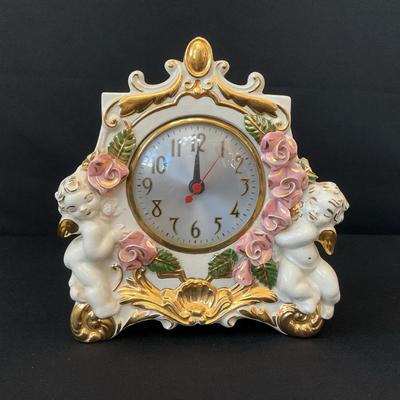 Vintage Lanshire Porcelain Cherub Clock