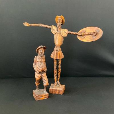 Don Quixote & Sancho Panza Spanish Wooden Statues