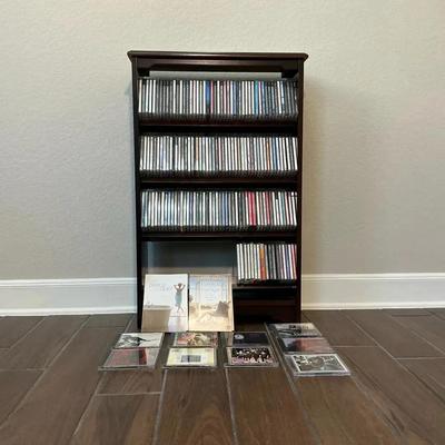 Wooden Cabinet Full Of CDs