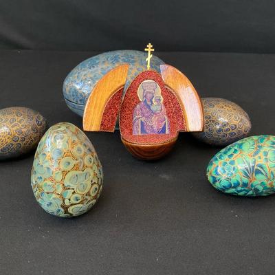 Kashmir Hand-Painted Wooden Lacquer Eggs
