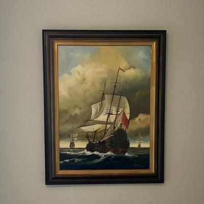 Oil On Canvas Maritime Scene 