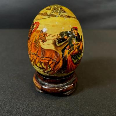 Russian Folk Art Lacquer Egg