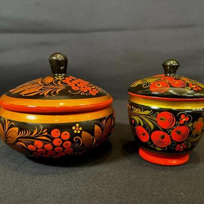 Russian Khokhloma Painted Jars