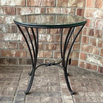 Glass Top Outdoor Side Table