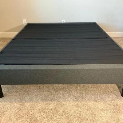 Gray Upholstered Platform Queen Bed Frame 