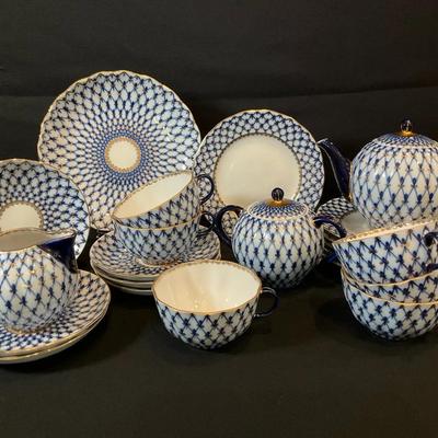 Lomonosov Cobalt Net Tea For Six