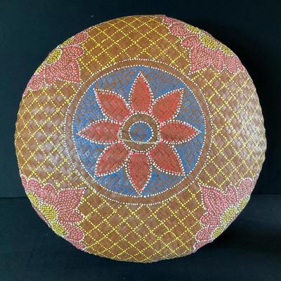 Painted Lidded Rattan Basket