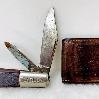 Vintage “Barlow” Pocket Knife and Cowhide Money Clip
