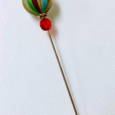 Vintage Colorful Glass Topped Hat Pin