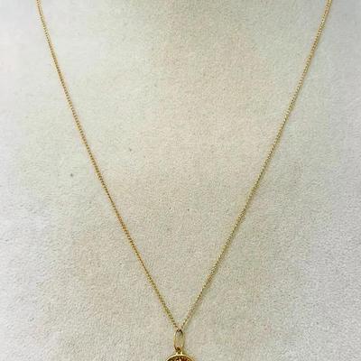 14K Gold Necklace with 24K Gold Bullion Coin 