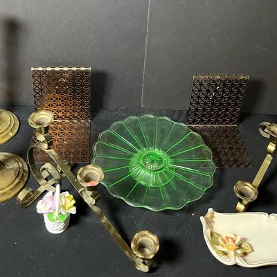 Victorian Brass Twist Candlestick Holders & Brass Book Stands