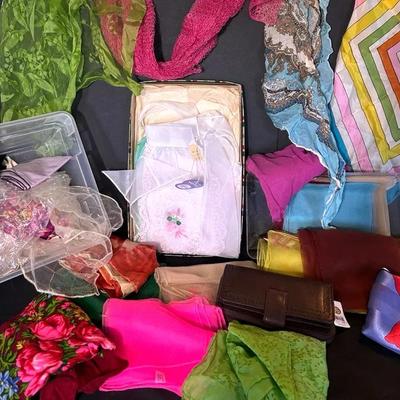 Leather Handbag, Scarfs, & Handkerchiefs 