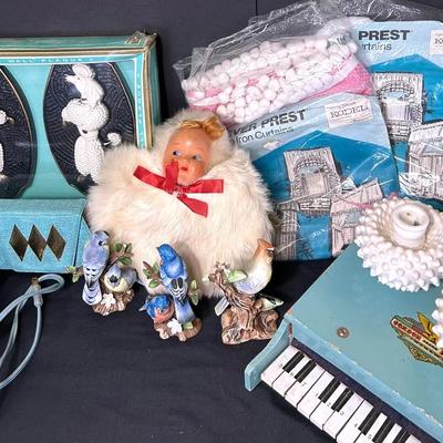 1950's Vintage Doll Rabbit Fur Muff & Other Vintage Decor 