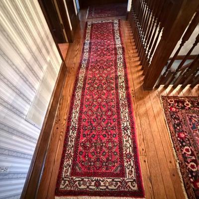 Persian hand knotted wool rug - approx 11'5 x 2'6"