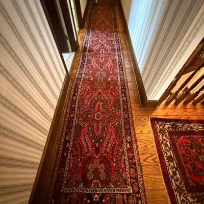 Persian hand knotted wool runner - 17'9" x 2'7"