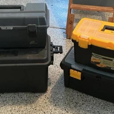 4 Various Sizes of Plastic Tool Boxes