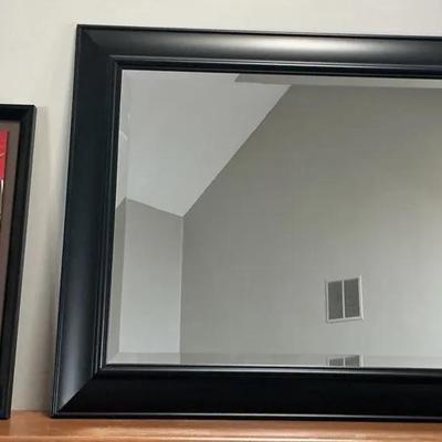 Large Mirror and Flower Wall Print Art