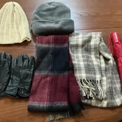 Umbrella, Winter Hats, Scarves + Gloves