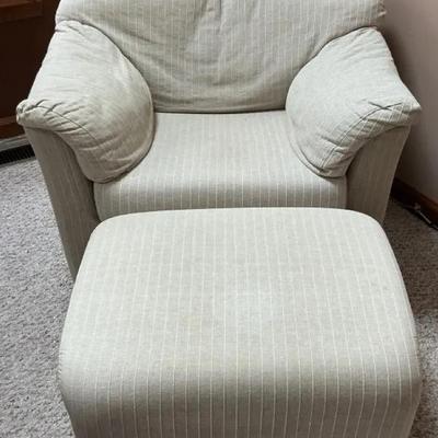 Fabric Armchair and Ottoman Set 