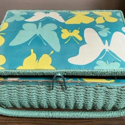 Sewing Basket with Assortment of Sewing Supplies