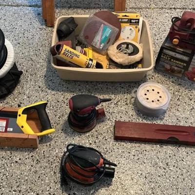 Assorted Sanding Tools and Supplies