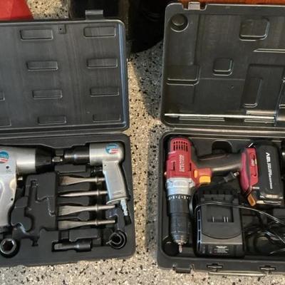 18v Drill And 2pc Impact wrench And Air Hammer Kit