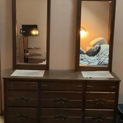 Spanish Mediterranean Style Dresser with Mirror (2nd Set of 3)