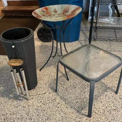 Bird Bath, Outdoor Side Table, Outdoor Flower Tower, Wind Chime