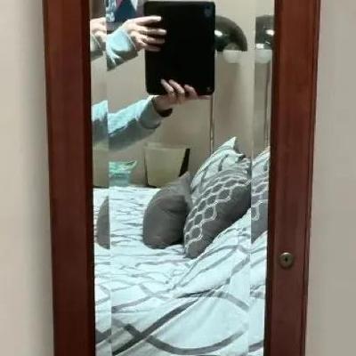 Wall Mounted Jewelry Box with Mirror and Assorted Jewelry 