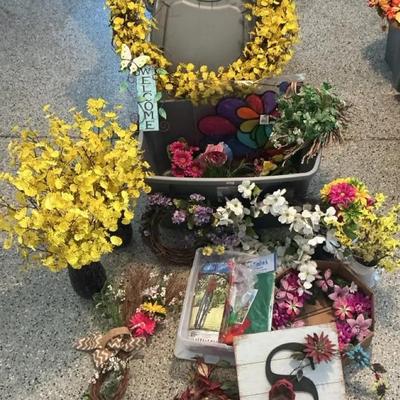 Assortment of Summer Decorations, Flags, and Signs