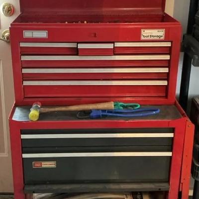 Sears Craftsman Rolling Tool Chest + Cabinet with Hand + Power Tools 