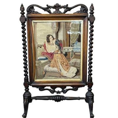 Lot 083   
Victorian Carved Rosewood and Petite Pointe Fireplace Screen