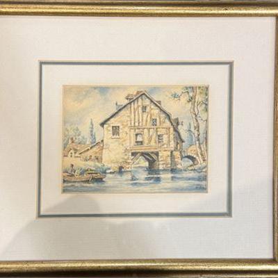 Lot 049   
Barday, Cottages by the Water, Watercolor on Paper