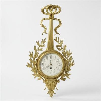 Lot 062  
French Gilded Bronze Rococo Style Wall Clock, Vintage