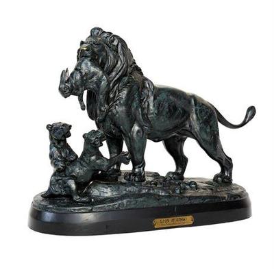 Lot 018-S   
Paul Édouard Delabrierre (French, 1829-1912) Bronze, Lion 1er Gibier 1892