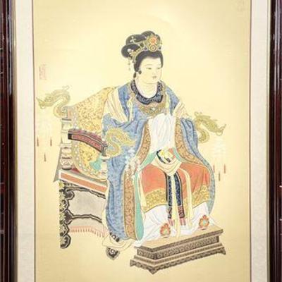 Lot 104-ch  
Chinese Empress Painted on Silk Decorator Art