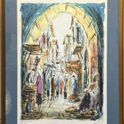 Lot 016-013   
Zvi Raphaeli 1920-2005 (Israeli) Jerusalem Market, Épreuve d'Artist, Litho