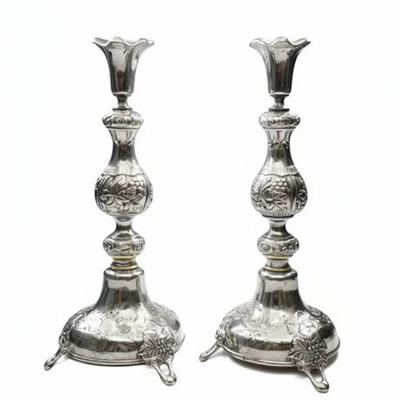 Lot 019-C   
Sterling Silver 1888 European Candlesticks, Hallmarked SZ KA