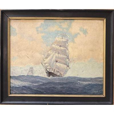 Lot 042-E  
Norman, Signed , Clipper Ship, Oil on Canvas