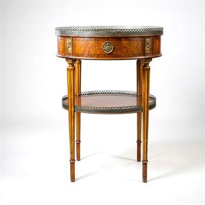 Lot 051   
Louis XVI Style Flame Mahogany Banded Side Table, In the Style Of