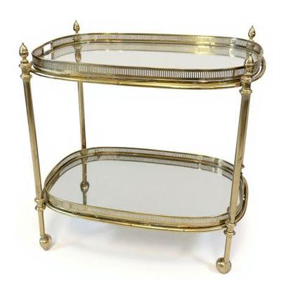 Lot 006   
1960s Brass Bar Cart/Trolley with Removable Trays