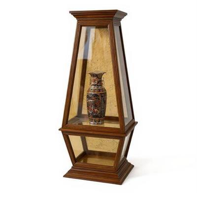 Lot 048   
Mid Century Obelisk Shaped Lighted Curio Cabinet