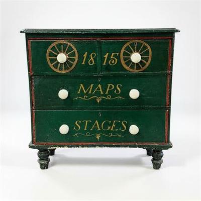 Lot 056 
1815 Maps and Stages Hand-Painted Chest