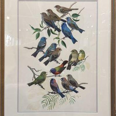 Lot 108-Sil   
Diane Pierce, 1982 Signed Bunting Bird Lithograph