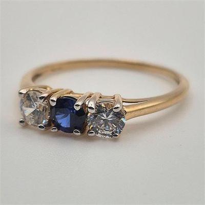 Sale Photo Thumbnail #26: Lot 028 
14K Yellow Gold Blue & White Sapphire Ring
