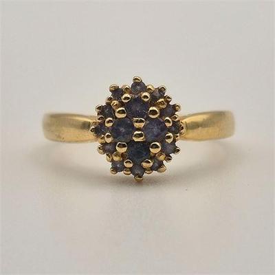 Sale Photo Thumbnail #12: Lot 012  
14k Yellow Gold Grandidierite Cluster Ring