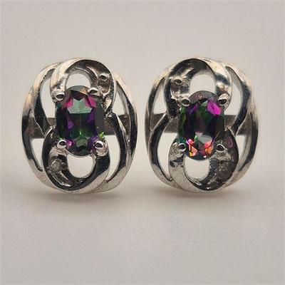 Sale Photo Thumbnail #8: Lot 008  
925 Sterling Silver Mystic Topaz Stud Earrings
