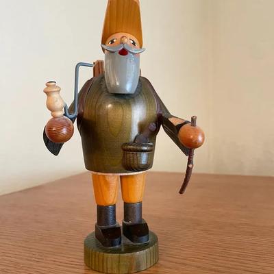 Traditional German Wooden Incense Smoker Figurine (Handcrafted Holiday Decor)