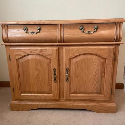 Pacific Frames Oak Buffet Cabinet – Solid Wood Storage & Serving Piece